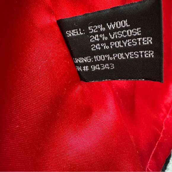 COFFEESHOP BLACK/WHITE HOUNDSTOOTH WOOL BLEND TAILORED PEACOAT TRENCH COAT SzL - Picture 10 of 13